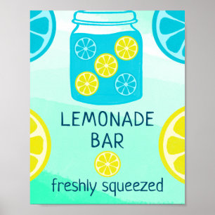 Poster Blue Lemonade Bar Birthday Sign