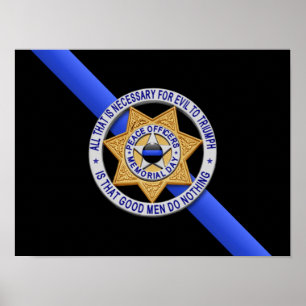 Poster Blue Line mince diminuent et Badge