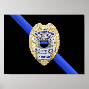 Poster Blue Line mince diminuent et Badge