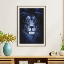 Blue Lion Animal Portrait Mur Art
