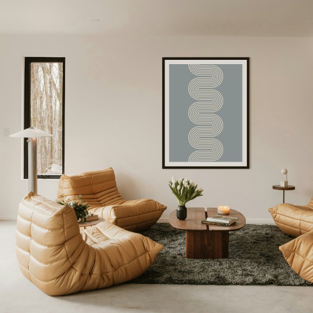 Poster Blue Lombard Wavy Lines Modern Minimal Art Print (Créateur téléchargé)