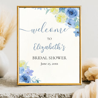 Poster Blue Mediterranean Lemon Bridal shower