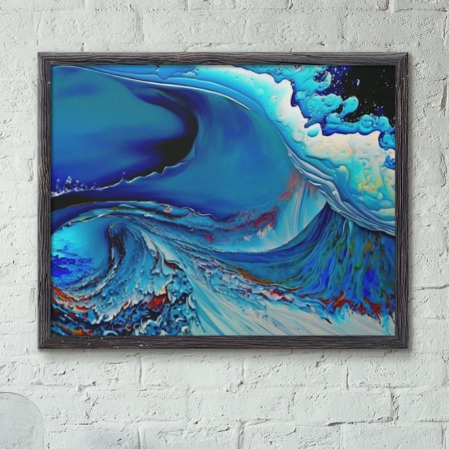 Poster Blue Modern Fluid art Abstrait (Créateur téléchargé)