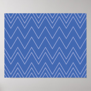 Poster Blue, moderne, simple, cool, trendy zigzag