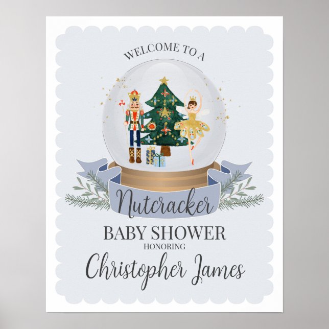 Poster Blue Nutcracker Ballet baby shower d'hiver bienven (Devant)