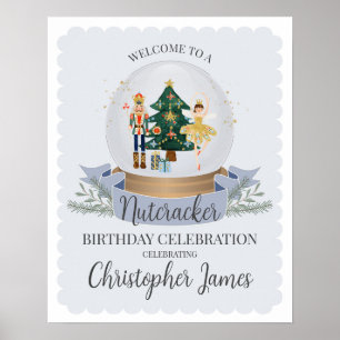 Poster Blue Nutcracker Ballet baby shower d'hiver bienven