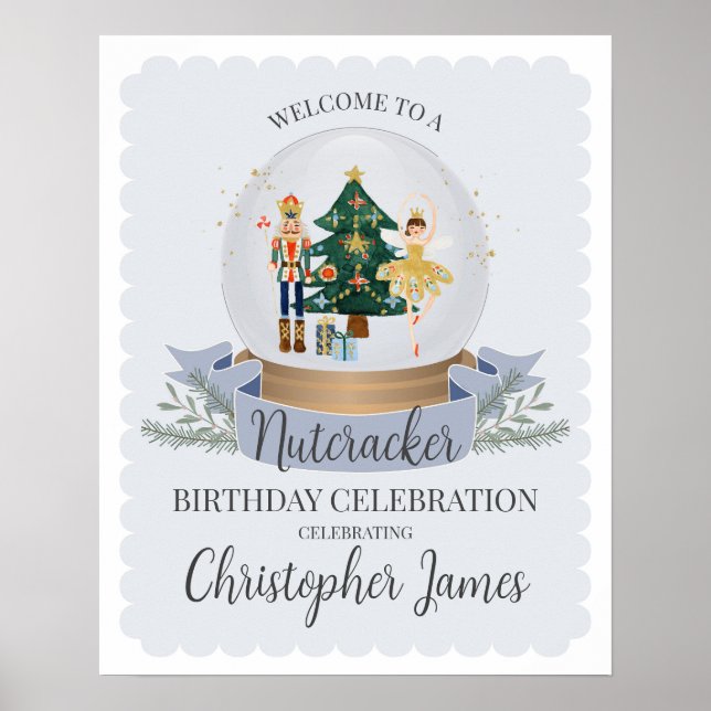 Poster Blue Nutcracker Ballet baby shower d'hiver bienven (Devant)