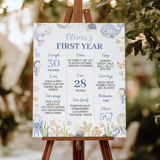 Poster Blue Ocean Animaux Under the Sea Party Jalon (Créateur téléchargé)