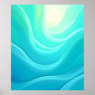 Poster Blue Ocean Serenity Waves Abstrait Design