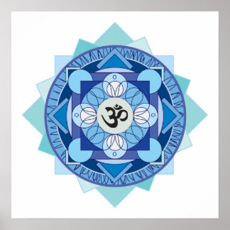 Poster Blue OM Mandala