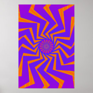 Poster: Blue & Orange Spiral Pattern: Vector Art Poster