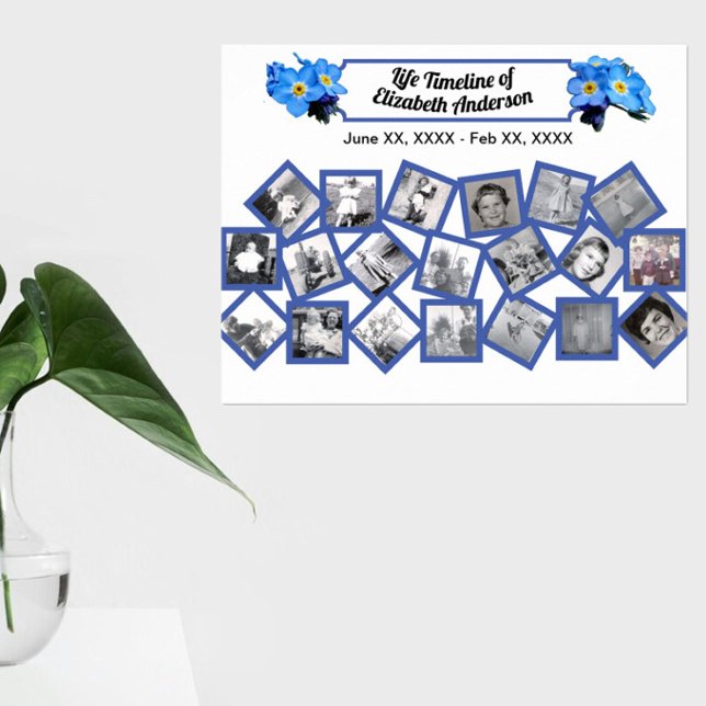 Poster Blue Ouget Me Nots Timeline Photo Collage (Créateur téléchargé)