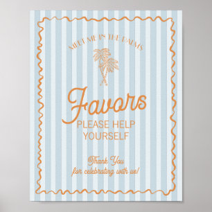 Poster Blue Palm Springs Pastel Beach Faveurs