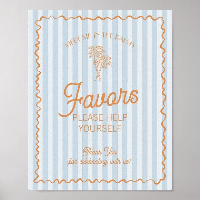 Poster Blue Palm Springs Pastel Beach Faveurs (Devant)