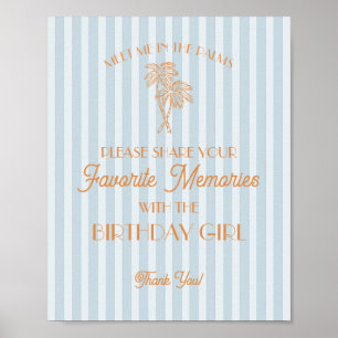 Poster Blue Palm Springs Souvenirs favoris avec anniversa