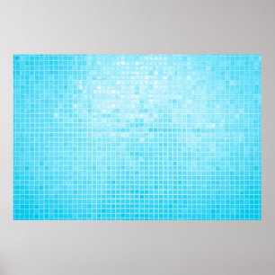 Poster Blue pastel ceramic wall and floor tiles abstract 