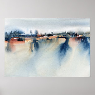Poster Blue Peach Atmospheric Abstrait Paysage Peinture