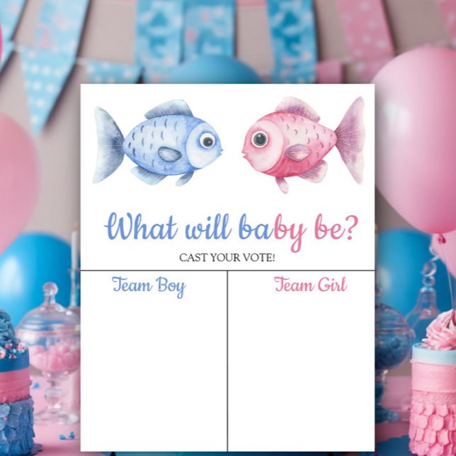 Poster Blue & Pink Fish Gender reveal Boy or Girl chart (Créateur téléchargé)