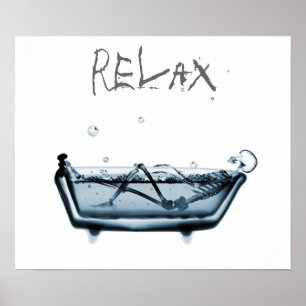 Poster- Blue Relax X-Ray Skeleton Bath Time Poster