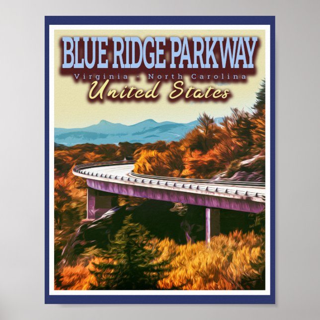POSTER BLUE RIDGE PARKWAY - VIRGINIE - CAROLINE DU NORD (Devant)