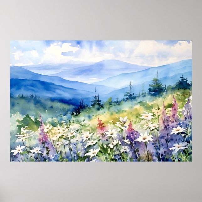 Poster Blue Ridge Scenic Landscape Art (Devant)