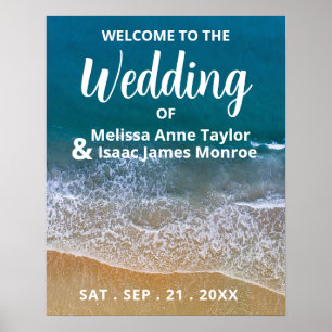 Poster Blue Sea Beach Mariage Bienvenue