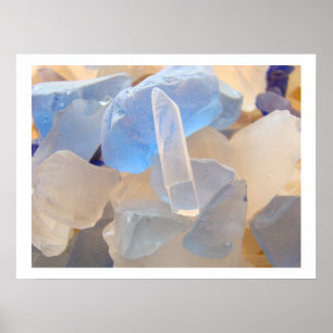 Poster Blue SEAGLASS Art prints SEA GLASS Beach