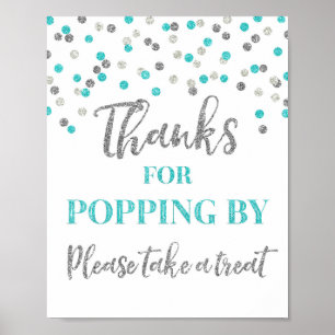 Poster Blue Silver Confetti Merci pour Popup By Sign