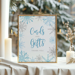 Poster Blue silver snowflakes Cards and gifts