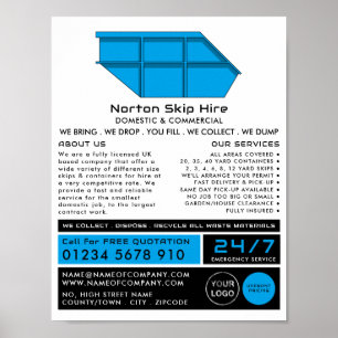 Poster Blue Skip, Skip/Dumpster Company Advertising