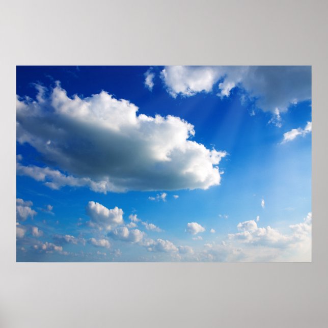 Poster Blue sky with cloud closeup. (Devant)