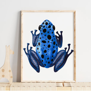 Poster Blue Spotted Frog Digital Print   Frog Wall Print