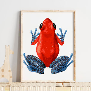 Poster Blue Spotted Red Legged Frog   Digital Print