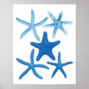 Poster Blue Starfish no.1 beach wall decor