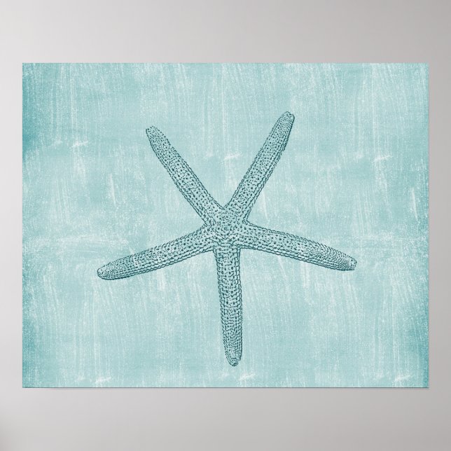 Poster Blue Starfish plage mer mer mer mer (Devant)