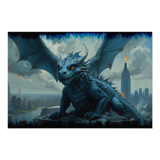Poster Blue Stone Dragon Visite New York (Devant)