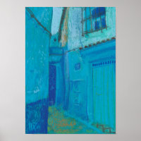 Blue Street Chefchaouen Maroc Peinture Pastel