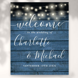 Poster Blue String éclaire l'Affiche de bienvenue Mariage