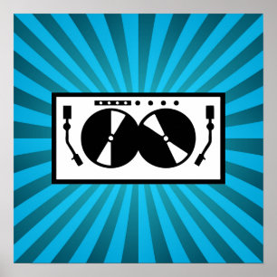 Poster Blue Sunburst DJ Tourne-disque Musique