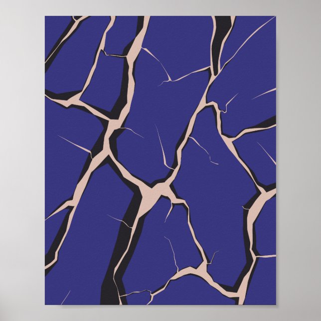 Poster Blue Surface with Deep Cracks (Devant)