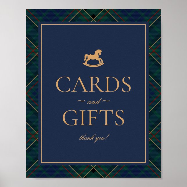 Poster Blue Tartan Plaid Rocking Horse Cards & Gifts (Devant)