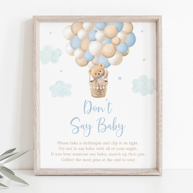 Poster Blue Teddy Bear Balloon Ne pas dire Baby Game (Créateur téléchargé)