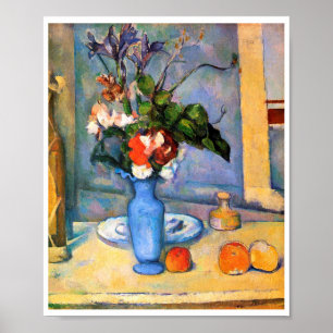 Poster Blue Vase Flowers, Paul Cezanne