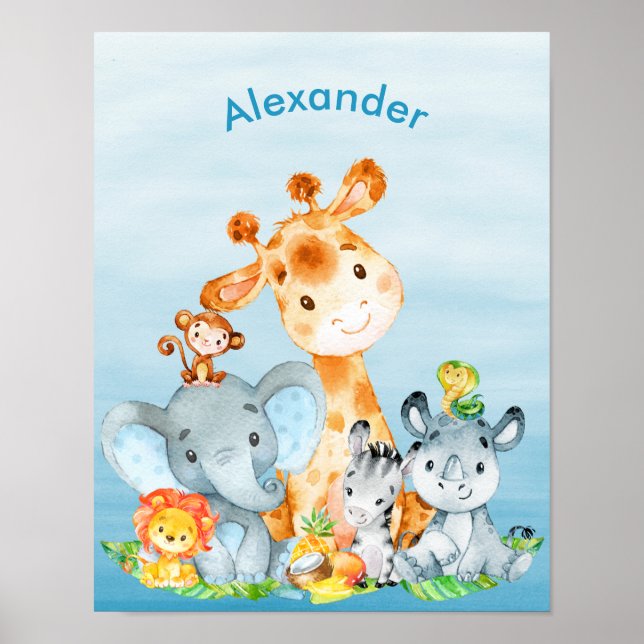 Poster Blue Watercolor Cute (Devant)