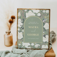 Blue White Chinoiserie Peony Bird Mariage Bienvenu