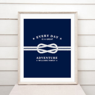 Poster Blue White Nautical Knot Personalizable