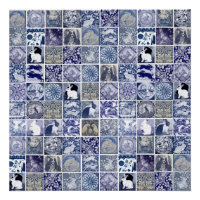 Blue White Rabbit Vintage Carrelage unique Motif