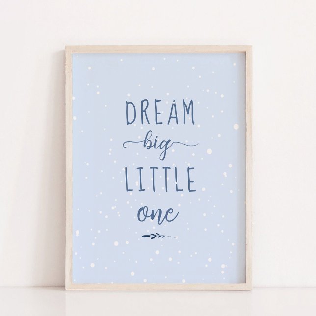 Poster Blue Winter Dream Big Little One Nursery Decor (Blue Winter Dream Big Little One Nursery Deco)