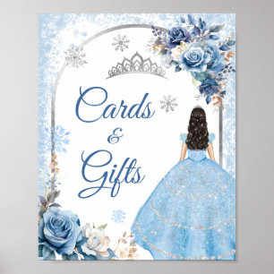 Poster Blue Winter Snowflake Mis Quince Cartes et Cadeaux