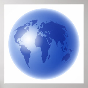 Poster Blue World Globe